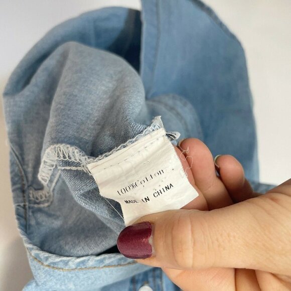 Carmar Womens Sleeveless Denim Lace Mini Dress Blue Size XS Button Down Cotton - Picture 4 of 8